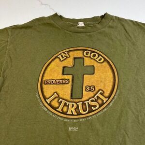 Kerusso T Shirt Mens Olive Green In God I Trust Proverbs 3:5 Distressed Tee